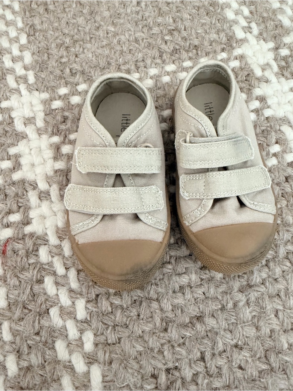 Kids Canvas Velcro Sneakers in Light Taupe